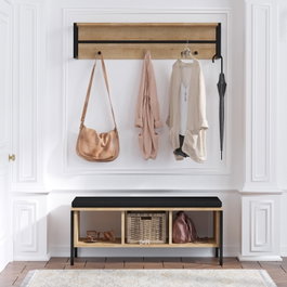 Hanah Home Shana Recibidor con Estante de Pared Roble y Negro